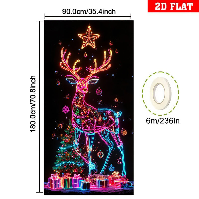 🎄🎁Fluorescencyjny baner świąteczny UV na drzwi/tło/dekorację na imprezę świąteczną/ozdobę świąteczną do powieszenia-4163574