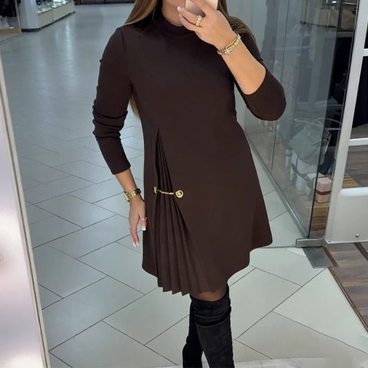 🎁【S-5XL】🎀Elegantní skládané šaty s dlouhým rukávem a panely