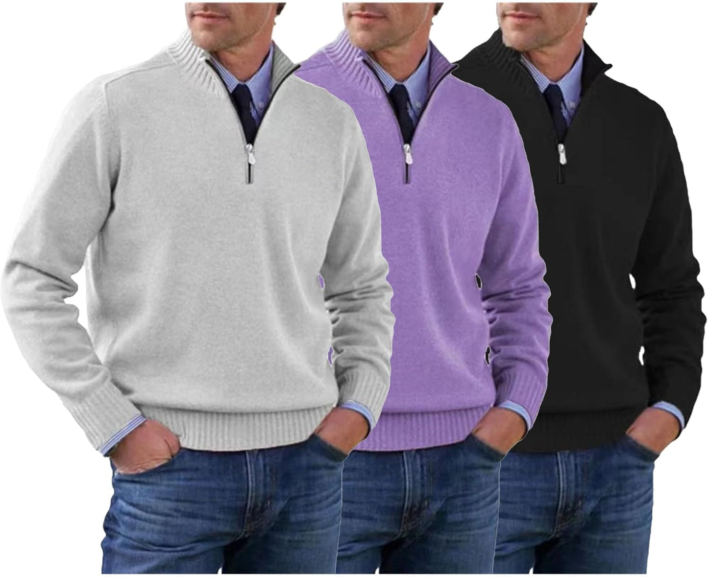 【L-5XL】Népszerű meleg pulóverek szabadalmi zárral az őszre és télre -4178586