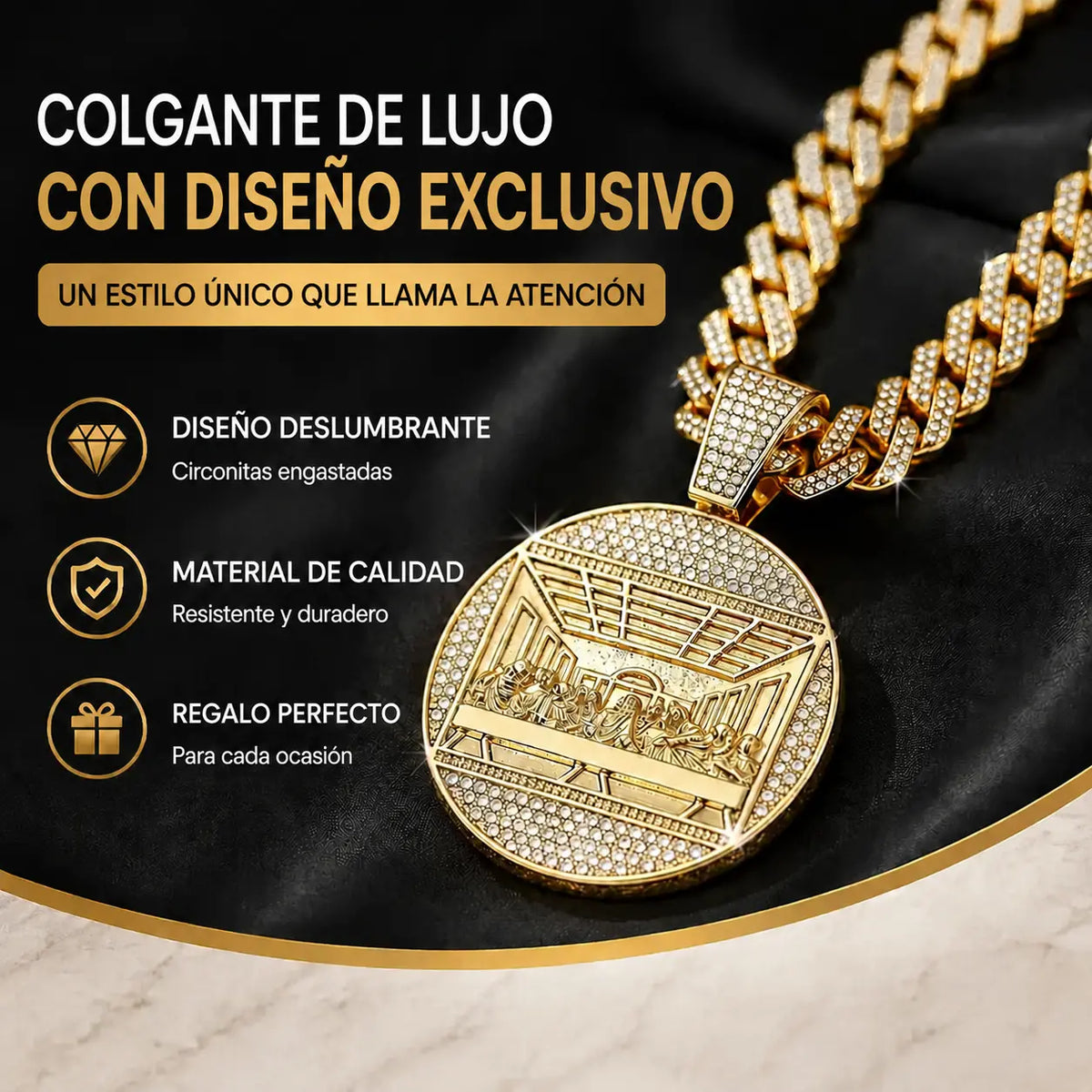 📢📢 ¡50% de descuento! ✨ Colgante de cadena cubana brillante | Eleva tu estilo al instante 💎