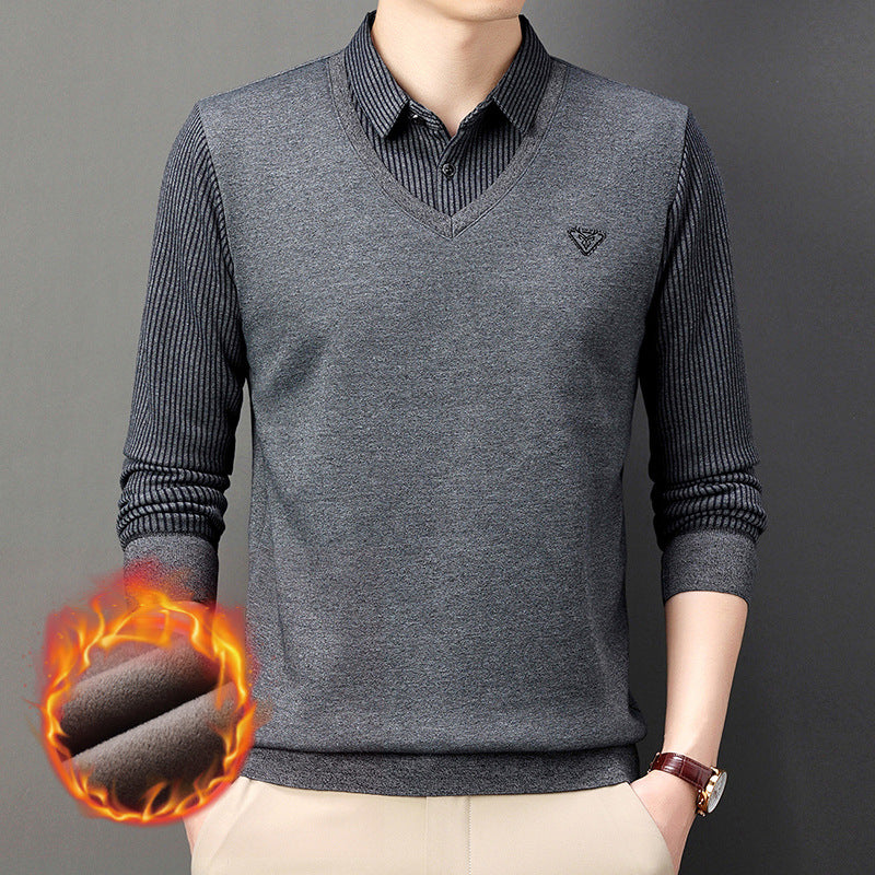 【M-4XL】🔥Męska koszulka polo na jesień i zimę z kołnierzykiem, długim rękawem, dwuczęściowa, męska koszulka polo w średnim i starszym wieku