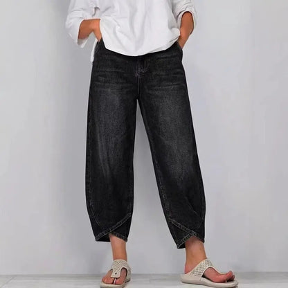 👖【Vylepšený denim, měkký a prodyšný】 módní volné džíny pro volný čas