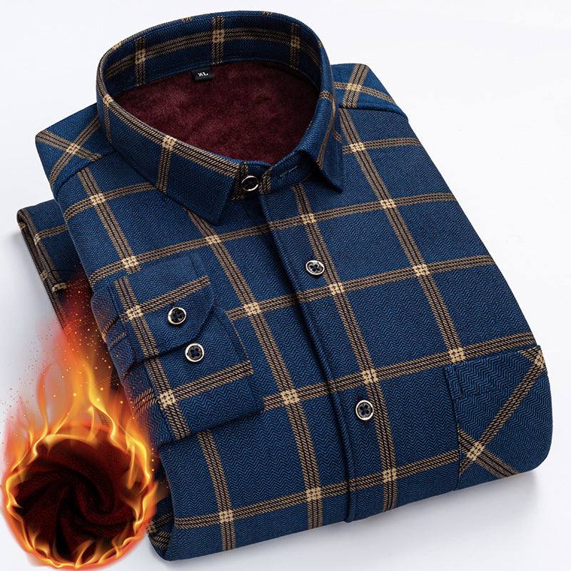 👔【Velikosti L–5XL】Nová pánská termo košile s oboustranným flísem na podzim a zimu – moderní a univerzální.