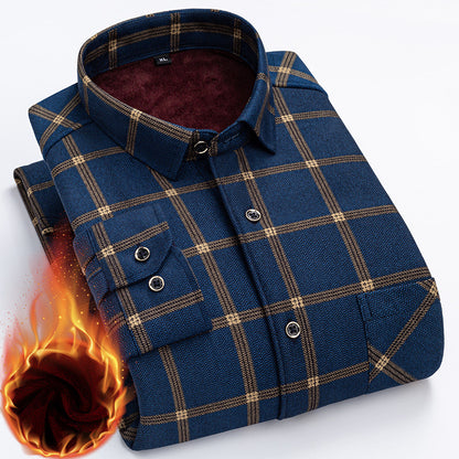 👔【Velikosti L–5XL】Nová pánská termo košile s oboustranným flísem na podzim a zimu – moderní a univerzální.