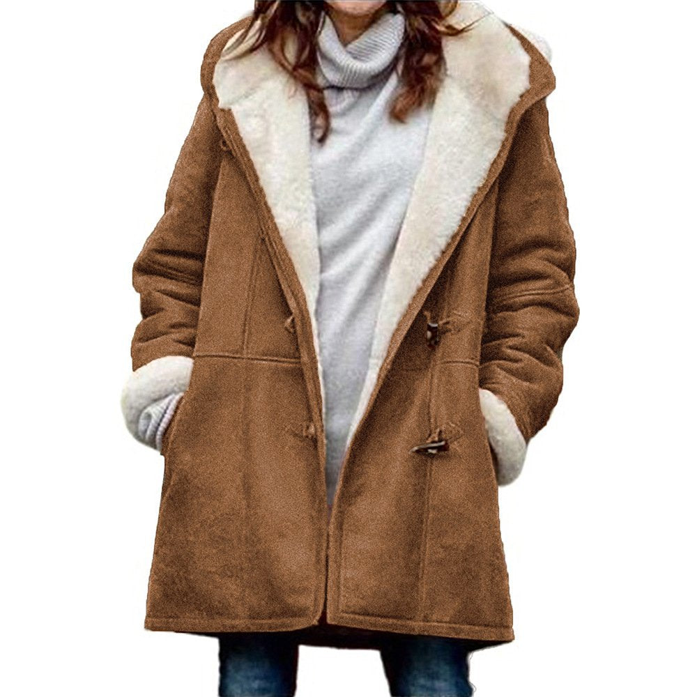 🐏🥼💖2026 Abrigo de mujer elegante y cálido de ante con forro polar, S-5XL, abrigo de invierno/para el día a día