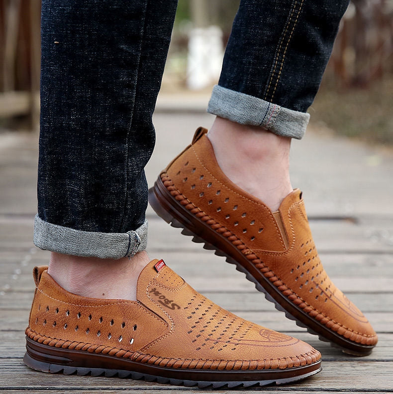 🔥【39-44】👞Sandalias de hombre hechas a mano de cuero genuino con patas talladas💥