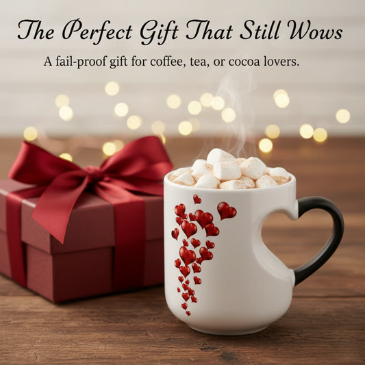 📢📢¡50% de descuento! ⏰ Taza de cerámica para San Valentín con asa en forma de corazón que cambia de color💝✨