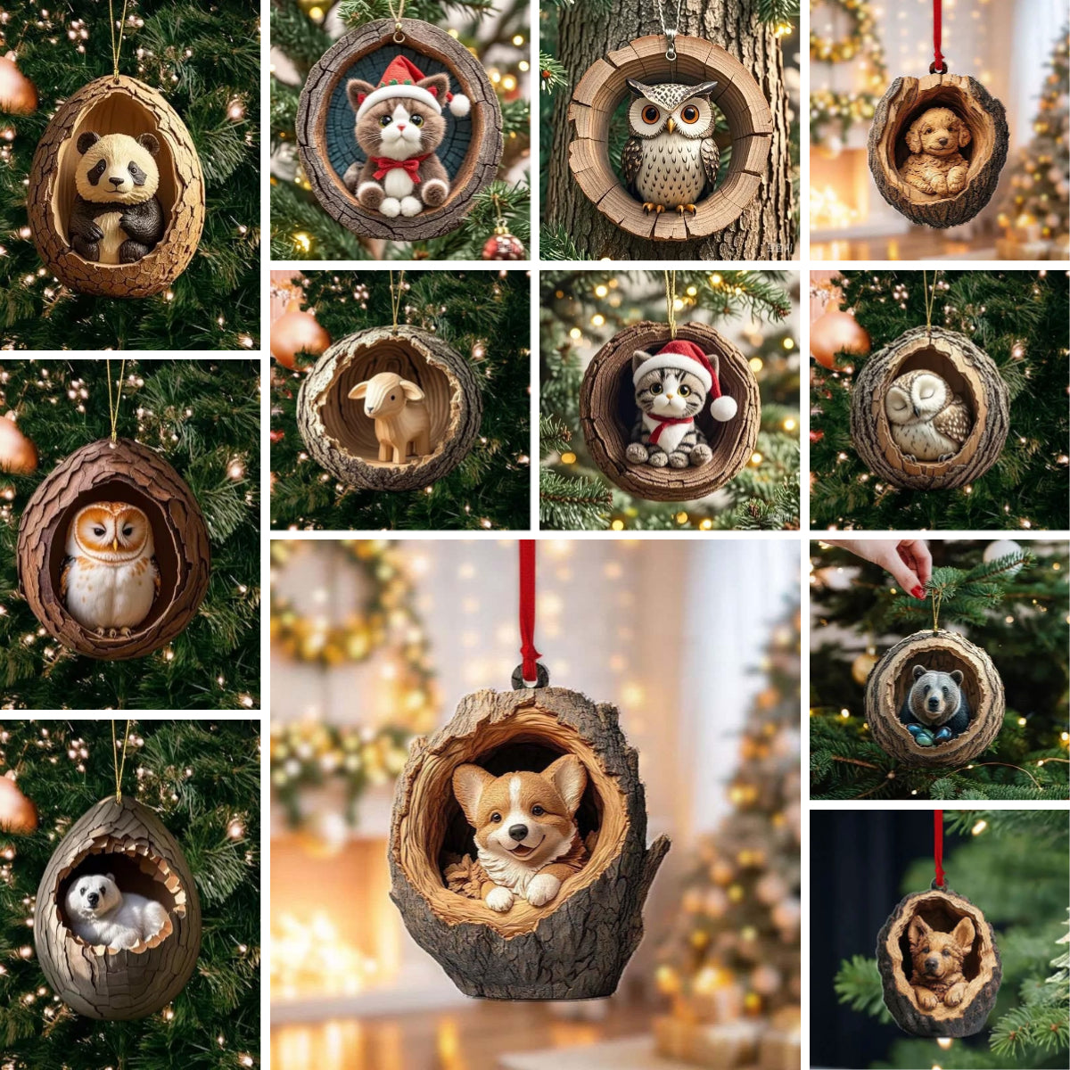 【12 sztuk】🎄Dekoracje choinkowe w kształcie zwierząt. Małe ozdoby w kształcie zwierząt