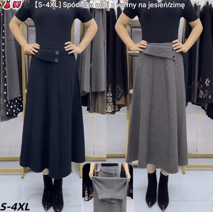 👗🎀【Płatność przy odbiorze】【S-4XL】Spódnica midi z wełny na jesień/zimę - 4226300