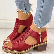 💟【35-41】Dámské klasické stabilní kožené sandály-4058559