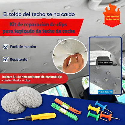 🔥 Reparación sencilla del techo del coche， Fija la base de soporte con clavos. Modifica y renueva el interior de tu coche sin desmontarlo.
