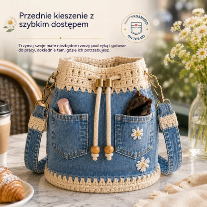 Un bolso de mezclilla trenzada de estilo bohemio que complementará cualquier atuendo ✨