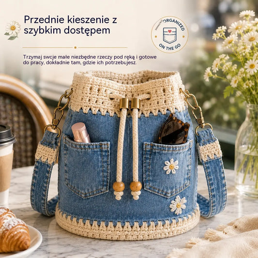Un bolso de mezclilla trenzada de estilo bohemio que complementará cualquier atuendo ✨