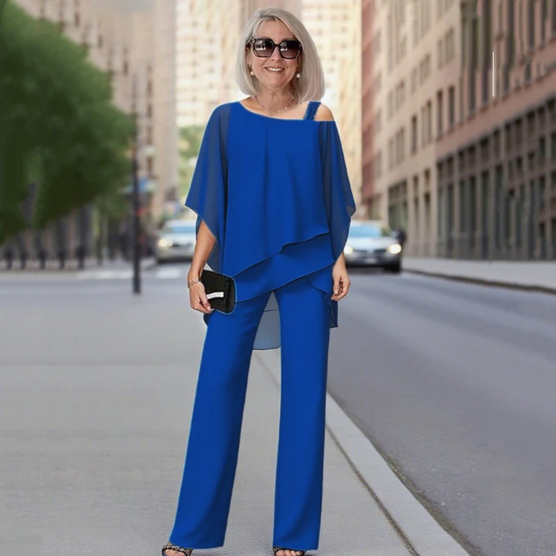 ⏳Časově omezená nabídka⏰【50-120KG】👚👖Dámská dvoudílná sada, šetrná k pokožce s odhalenými rameny✅【Top + kalhoty】