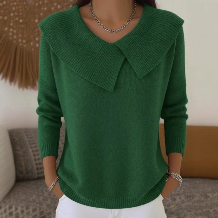 🧶 Sweter z kołnierzykiem 2025 damski luźny stylowy chudnący uniwersalny - 4187492