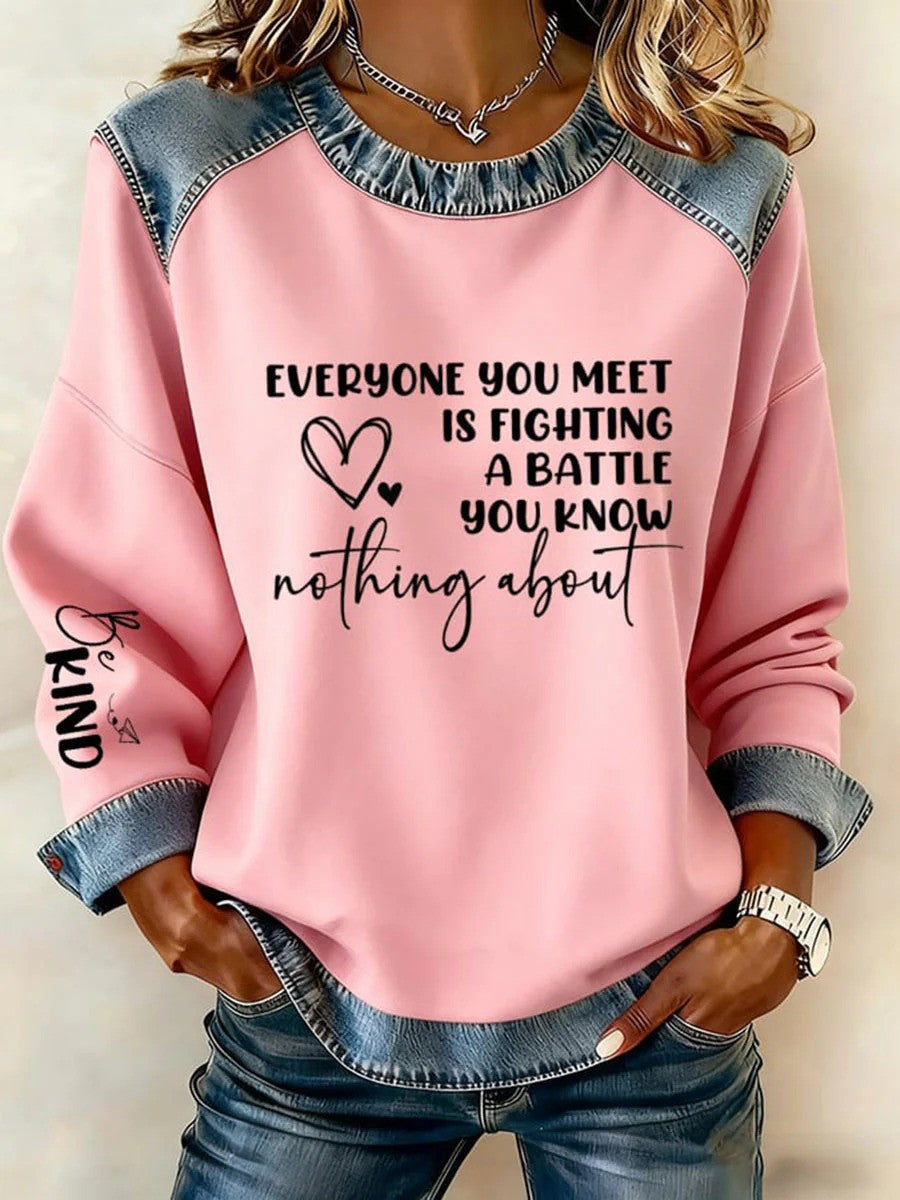 🎉Sudadera vaquera de mujer con cuello redondo