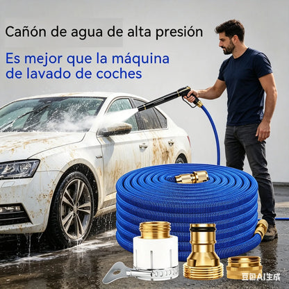 🔥🚗【Set de 2 piezas】Pistola de agua a alta presión para el hogar + manguera telescópica metálica de 7,5 m por solo 34 euros