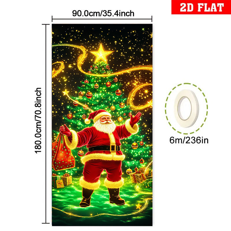 🎄🎁Fluorescencyjny baner świąteczny UV na drzwi/tło/dekorację na imprezę świąteczną/ozdobę świąteczną do powieszenia-4163574