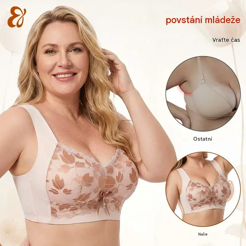 💖【3ks】1 sada za 590 Kč 🥰 Krajkové podprsenky ve velkých velikostech (M–4XL), bez kostic, s okouzlujícím střihem na zádech, sexy a prodyšné, bezešvé provedení, 【40–100 kg】
