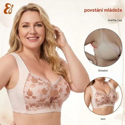 💖【3ks】1 sada za 590 Kč 🥰 Krajkové podprsenky ve velkých velikostech (M–4XL), bez kostic, s okouzlujícím střihem na zádech, sexy a prodyšné, bezešvé provedení, 【40–100 kg】