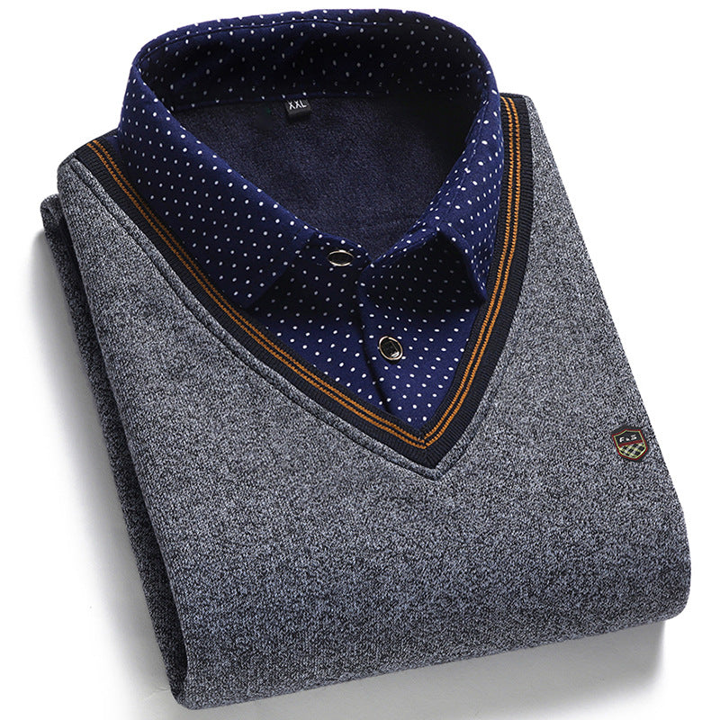 👔 [M-4XL] Nová pánská sametová pletená košile na podzim/zimu