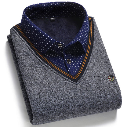 👔 [M-4XL] Nová pánská sametová pletená košile na podzim/zimu