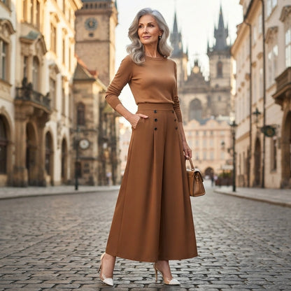 【M-5XL】Pantalones plisados elegantes de tiro alto y pernera ancha para mujer; corte holgado, favorecedores, transpirables y cómodos para el verano.