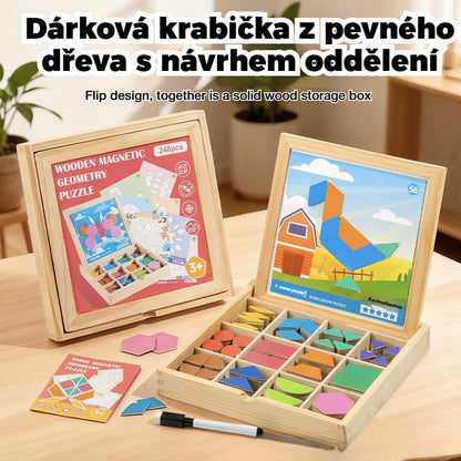 👶🌈🧩【248 dílků】🔥Magnetická dřevěná tangramová puzzle hračka, hračka pro trénink mozku a vzdělávací hračka pro děti, stimuluje myšlení.
