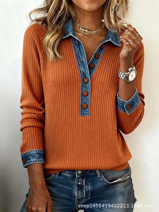 🔥【Kup jeden, drugi za darmo】🌷🌞Nowe zimowe modne jeansowe patchworkowe koszule-4173924