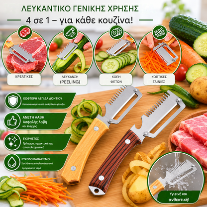 ✅Αγοράστε 1, πάρτε 1 δωρεάν! Δύο είδη για 20 ευρώ🧅🔪 Πολυλειτουργικός αποφλοιωτής κουζίνας 3 σε 1: Ξεφλουδίζει, ψιλοκόβει λαχανικά, κόβει κρέας, ανοίγει μπουκάλια! 🔥