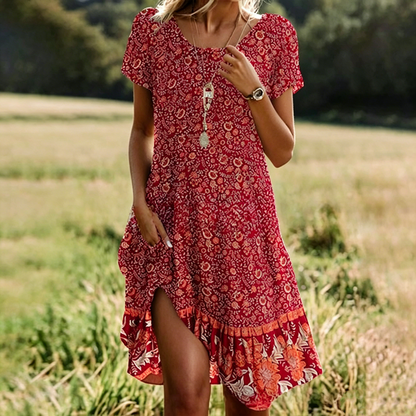 📣【Último día de rebajas】💖【S-3XL】👗Nuevo vestido casual Primavera/Verano 2026 — Cuello redondo con estampado