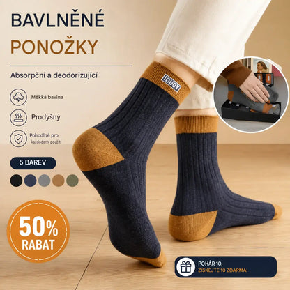 🔥🧦【Kupte 5 párů a 5 dostanete zdarma】✨🎉【Balení po 10 párech】Nové měkké a pohodlné pánské ponožky z čisté bavlny, které odvádějí pot a jsou odolné proti zápachu