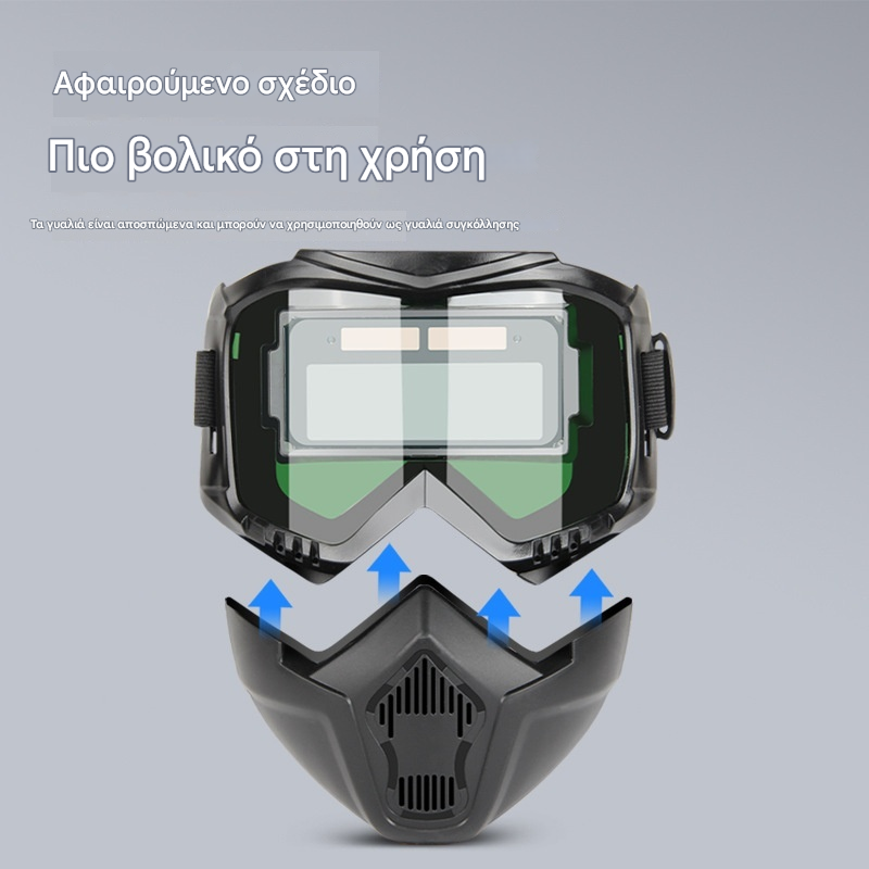😎Πλήρως αυτόματο κράνος συγκόλλησης με προστατευτική μάσκα τοποθετημένη στην κεφαλή αλλαγής φωτός για συγκολλητές