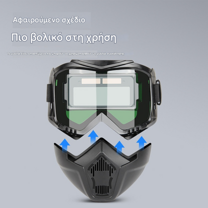 😎Πλήρως αυτόματο κράνος συγκόλλησης με προστατευτική μάσκα τοποθετημένη στην κεφαλή αλλαγής φωτός για συγκολλητές
