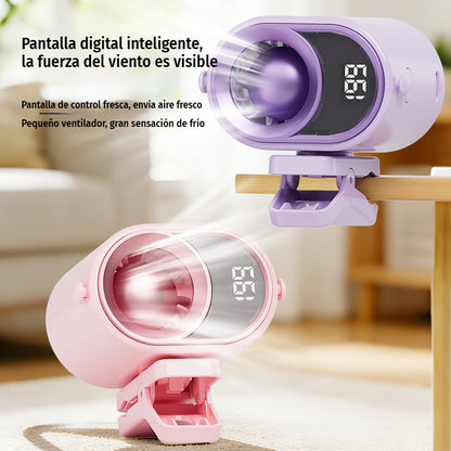 🌀 Ventilador manos libres con pantalla LED, clip integrado y 199 niveles de ajuste-4300754