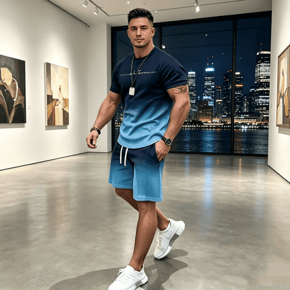 👔👖[Camiseta de manga corta + Pantalones cortos 🔥] [40-100 kg] Traje deportivo casual de verano para hombre, tallas grandes ✅️ Pago contra entrega