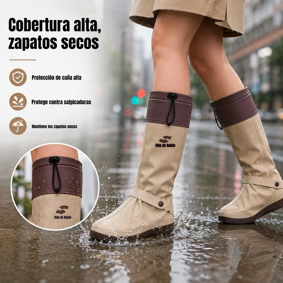 🔥🎁 Cubrezapatos impermeables plegables de caña alta: con un diseño antideslizante de doble cierre, estos protectores para los pies están especialmente diseñados para los desplazamientos diarios al aire libre y las salidas en días de lluvia.