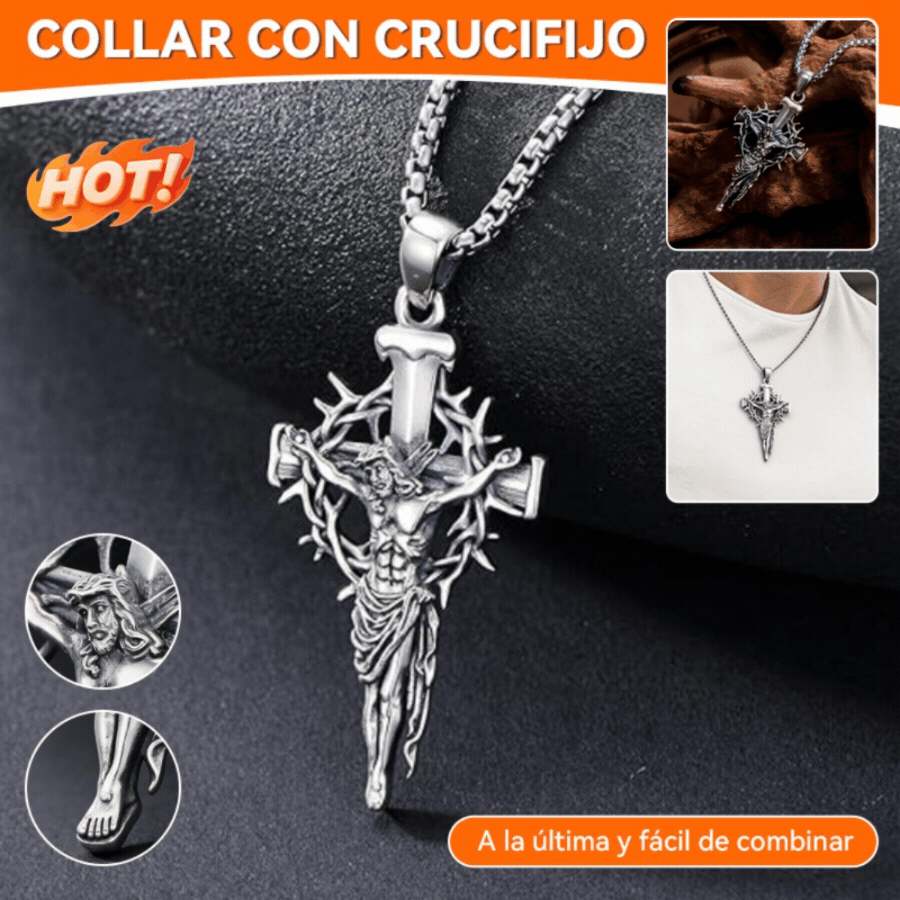 🔥【¡50% de descuento!】Collar con colgante de cruz y halo de espinas