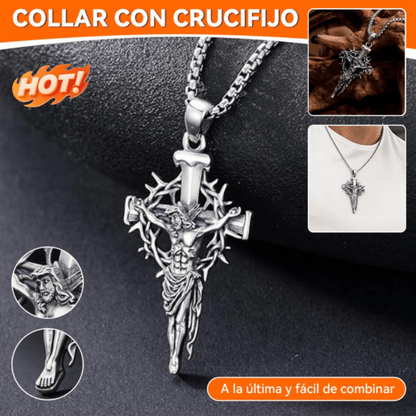 🔥【¡50% de descuento!】Collar con colgante de cruz y halo de espinas