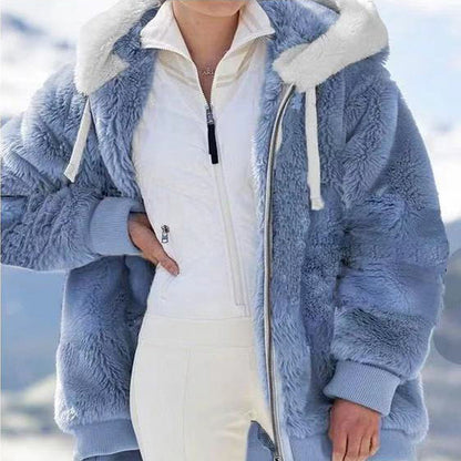 ☃️Descuento por tiempo limitado 39%❄️【S-5XL】Chaqueta de rayas contrastantes de felpa gruesa para mujer 2026