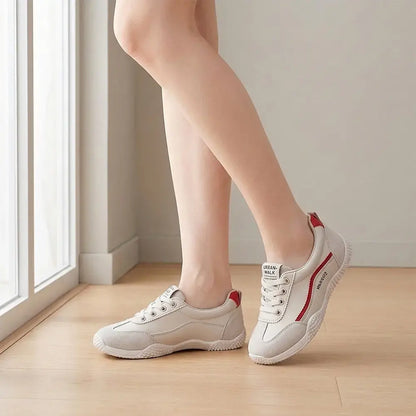 【35–40】👟Dámské sportovní boty v německém stylu s kulatou špičkou – lehké, prodyšné, ploché, boty na každodenní nošení – klasický bílý design