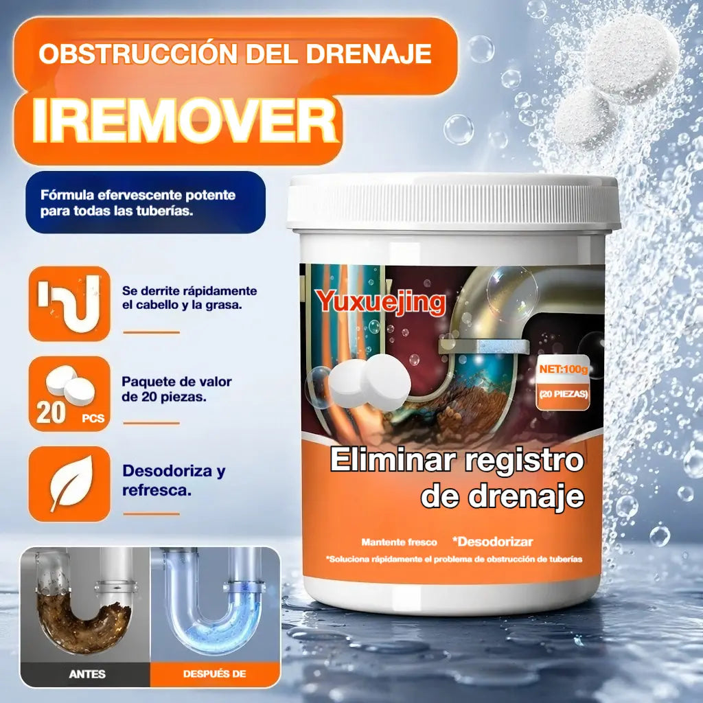🔥50% DE DESCUENTO 【2 por 26 euros】❤️ Potentes pastillas efervescentes limpiadoras que disuelven rápidamente las obstrucciones causadas por el cabello graso, desatascando los desagües; además, son desodorantes y antibacterianas.
