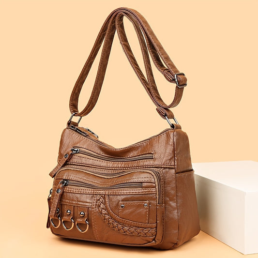 Velkoobjemová měkká kožená kabelka přes rameno/crossbody