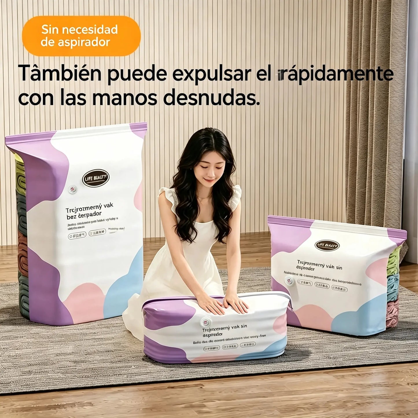 🧳 5 unidades por solo 29 € 💨 Bolsas de almacenamiento al vacío grandes y flexibles: No requieren bomba de aire, son a prueba de fugas e ideales para ahorrar espacio en tu maleta y en casa ✈️
