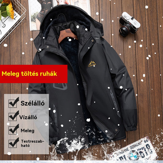 ❄️🧥 Férfi téli kabát, polár bélelt, vastag, szélálló, esálló és meleg. - 4193614