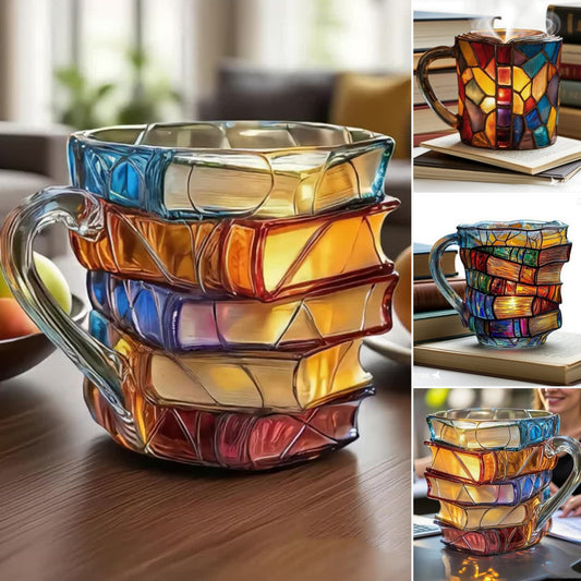 ☕ Legkelendőbb kávéscsésze📚3D festett, könyv alakú kávéscsésze