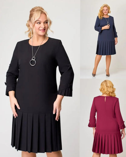 💌【S-5XL】👗Vysoce kvalitní elegantní šaty v jednobarevné barvě