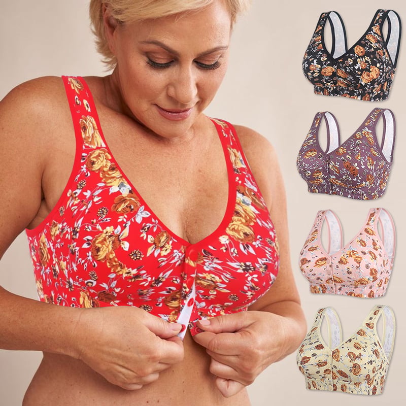 👙👙👙【Kupte 1 a získejte 2 zdarma】Nová podprsenka s měkkým předním potiskem, velká velikost podprsenka bez ocelových kroužků pro lidi středního a staršího věku-4058557