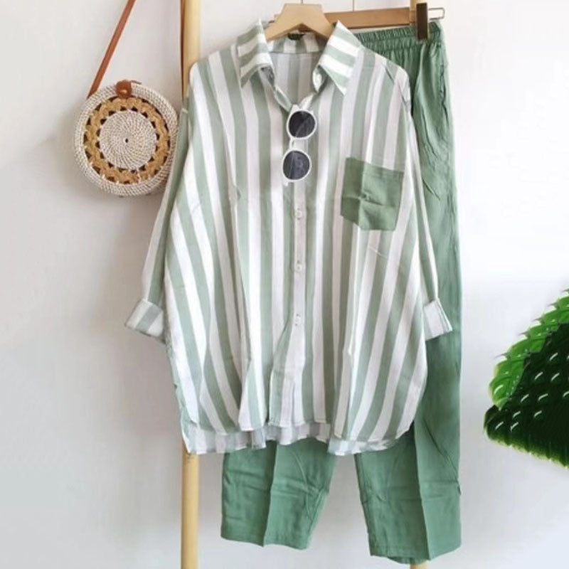 🌸[S-5XL]  Damski prążkowany casualowy komplet dwuczęściowy (wiosna–lato)