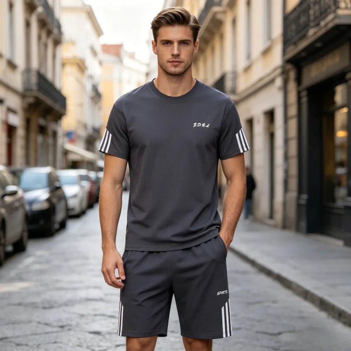 【45-100 kg】Conjunto de verano para hombre, malla transpirable y de secado rápido, estilo moderno, apto para deporte y ocasiones de negocios.